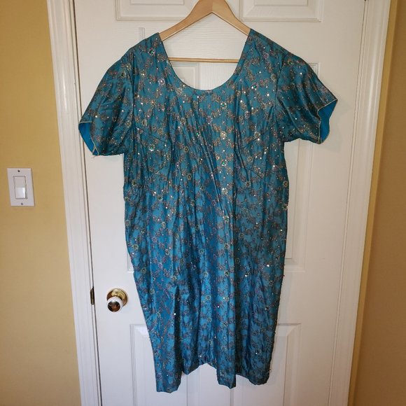 3 Piece Blue Indian Wedding Salwar Suit -Plus Size - Picture 1 of 8